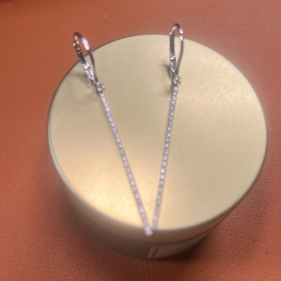 14k White Gold Diamond Matchstick Dangles - Picture 3 of 4